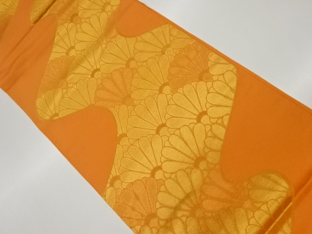 リサイクル　流水取に菊青海波模様織出し袋帯